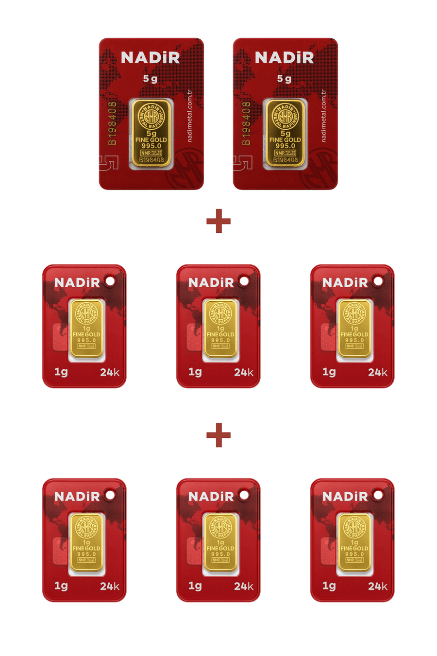 Nadir Gold 24 Ayar 16 Gram Külçe Altın (2 Adet 5 Gram Külçe Altın + 6 Adet 1 Gram Külçe Altın )
