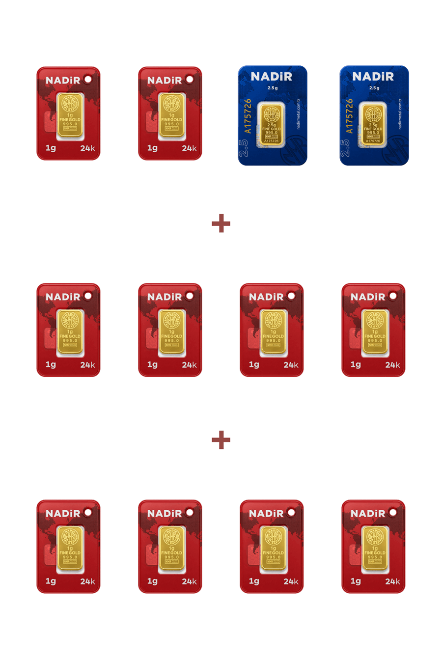 Nadir Gold 24 Ayar 15 Gram Külçe Altın (2 Adet 2,5 Gram Külçe Altın + 10 Adet 1 Gram Külçe Altın )