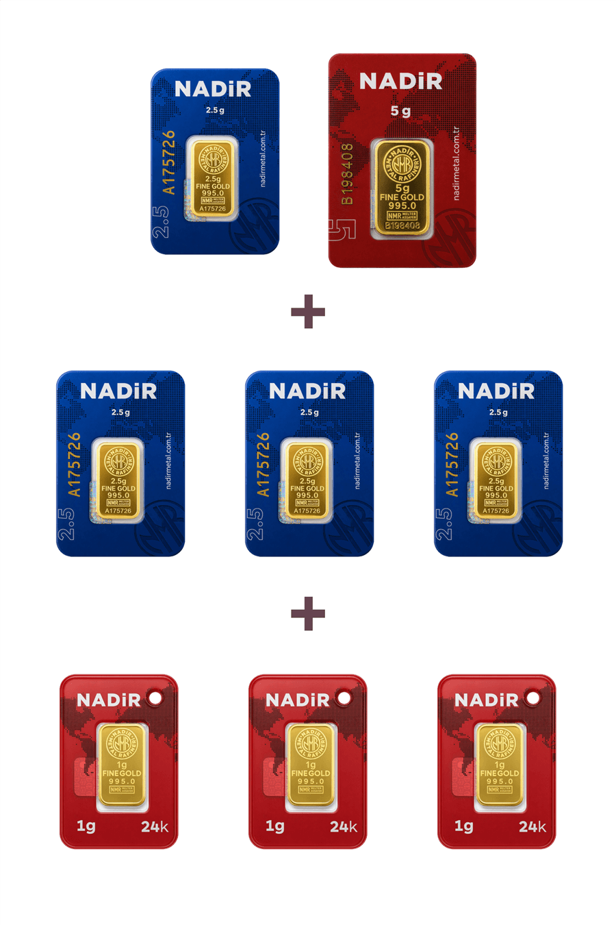 Nadir Gold 24 Ayar 18 Gram Altın (1 Ad 5 Gram Altın + 4 Ad 2,5 Gram Altın + 3 Ad 1 Gram Altın )