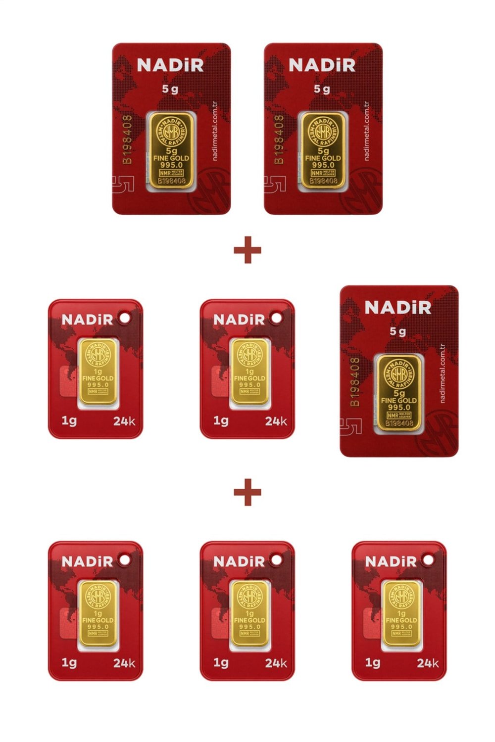 24 Ayar 20 Gram Külçe Altın (3 Adet 5 Gram Külçe Altın + 5 Adet 1 Gram Külçe Altın )