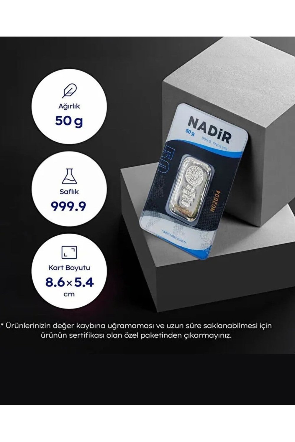 50 gr Külçe Gümüş