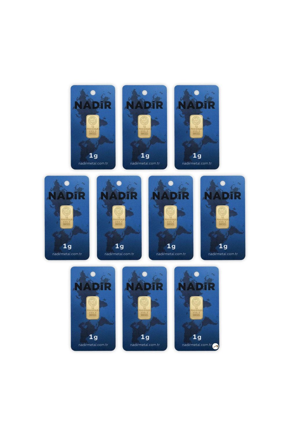 10 Adet 1 gr 24 Ayar Nadirgold gram Altın (DİKDÖRTGEN)