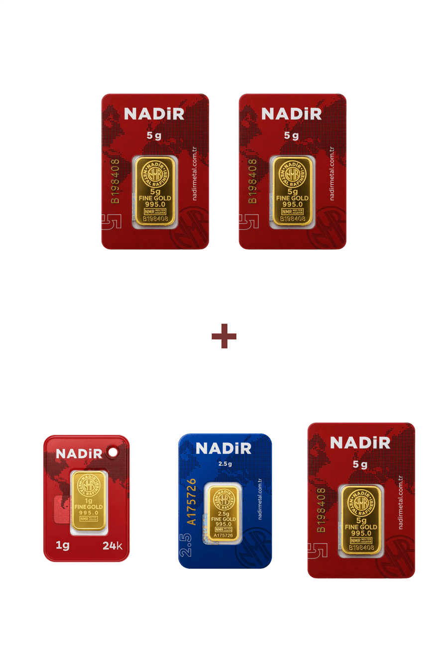 Nadir Gold 24 Ayar 18,5 Gram Altın (3 Ad 5 Gram Altın + 1 Ad 2,5 Gram Altın + 1 Ad 1 Gram Altın )