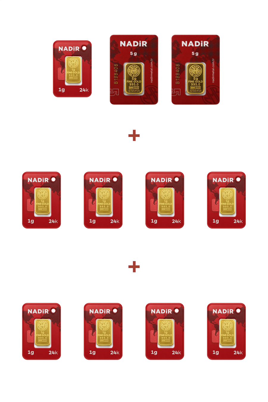 Nadir Gold 24 Ayar 19 Gram Külçe Altın (2 Adet 5 Gram Külçe Altın + 9 Adet 1 Gram Külçe Altın )