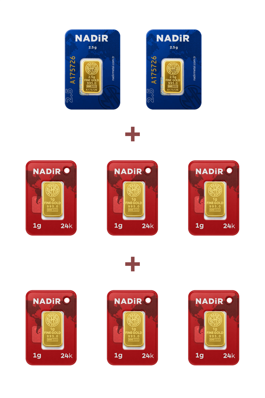 Nadir Gold 24 Ayar 11 Gram Külçe Altın (2 Adet 2,5 Gram Külçe Altın + 6 Adet 1 Gram Külçe Altın )