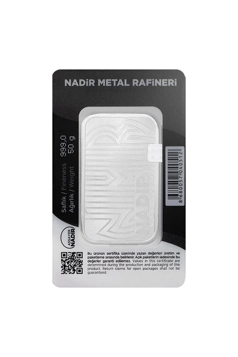NadirGold 50 Gr Gümüş Külçe