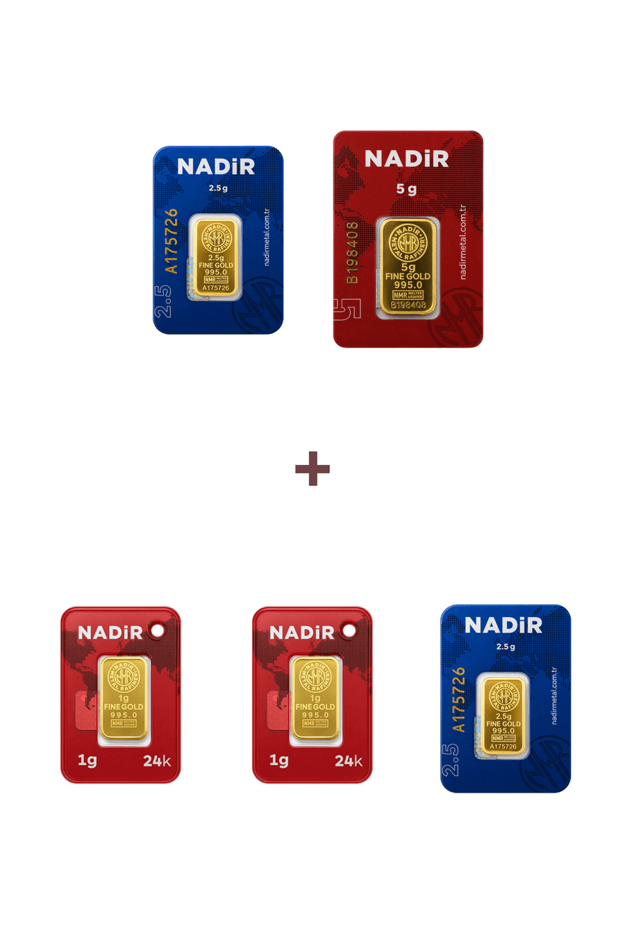 Nadir Gold 24 Ayar 12 Gram Altın (1 Ad 5 Gram Altın + 2 Ad 2,5 Gram Altın + 2 Ad 1 Gram Altın )