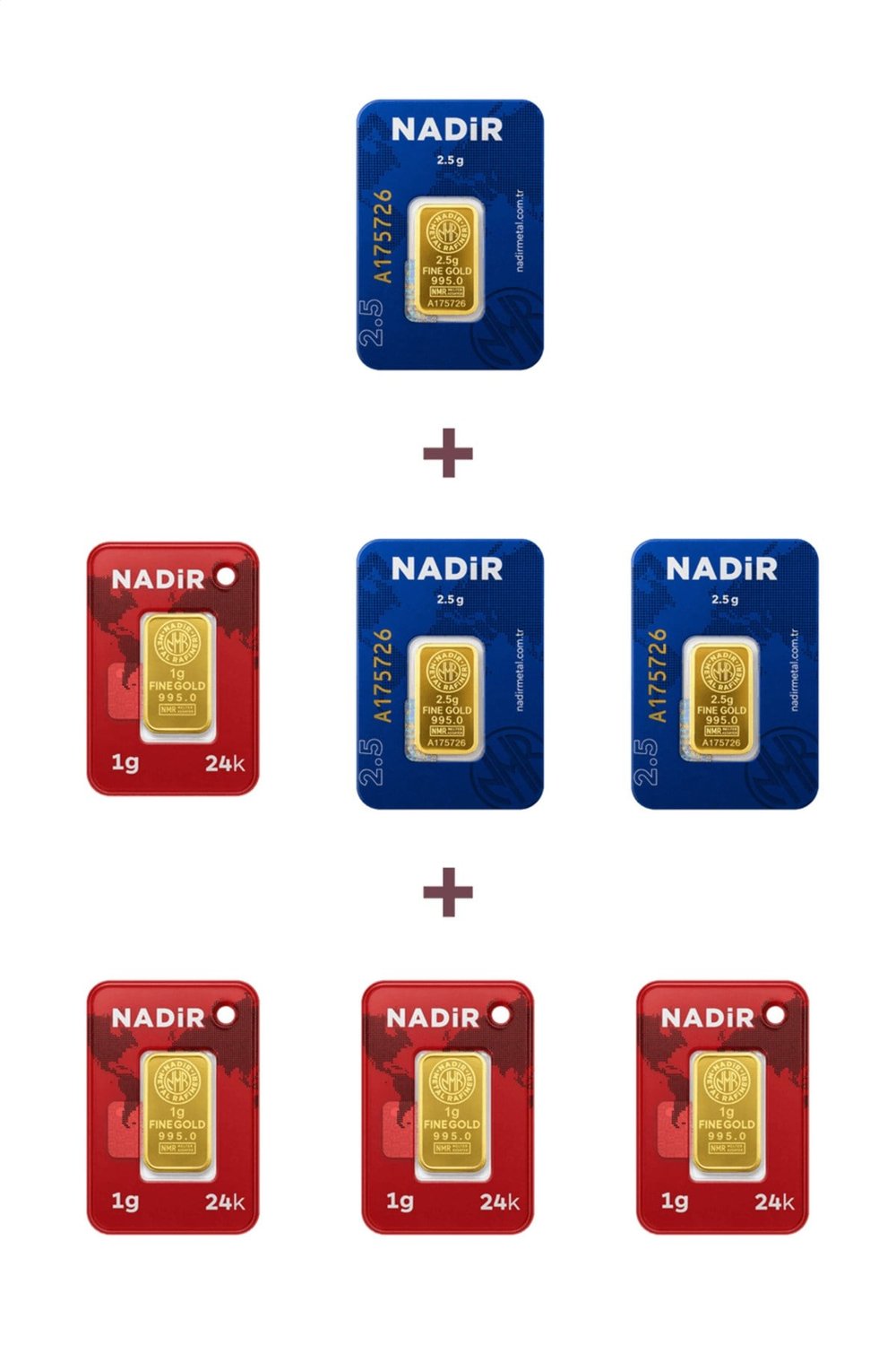24 Ayar 11,5 Gram Külçe Altın (3 Adet 2,5 Gram Külçe Altın + 4 Adet 1 Gram Külçe Altın )