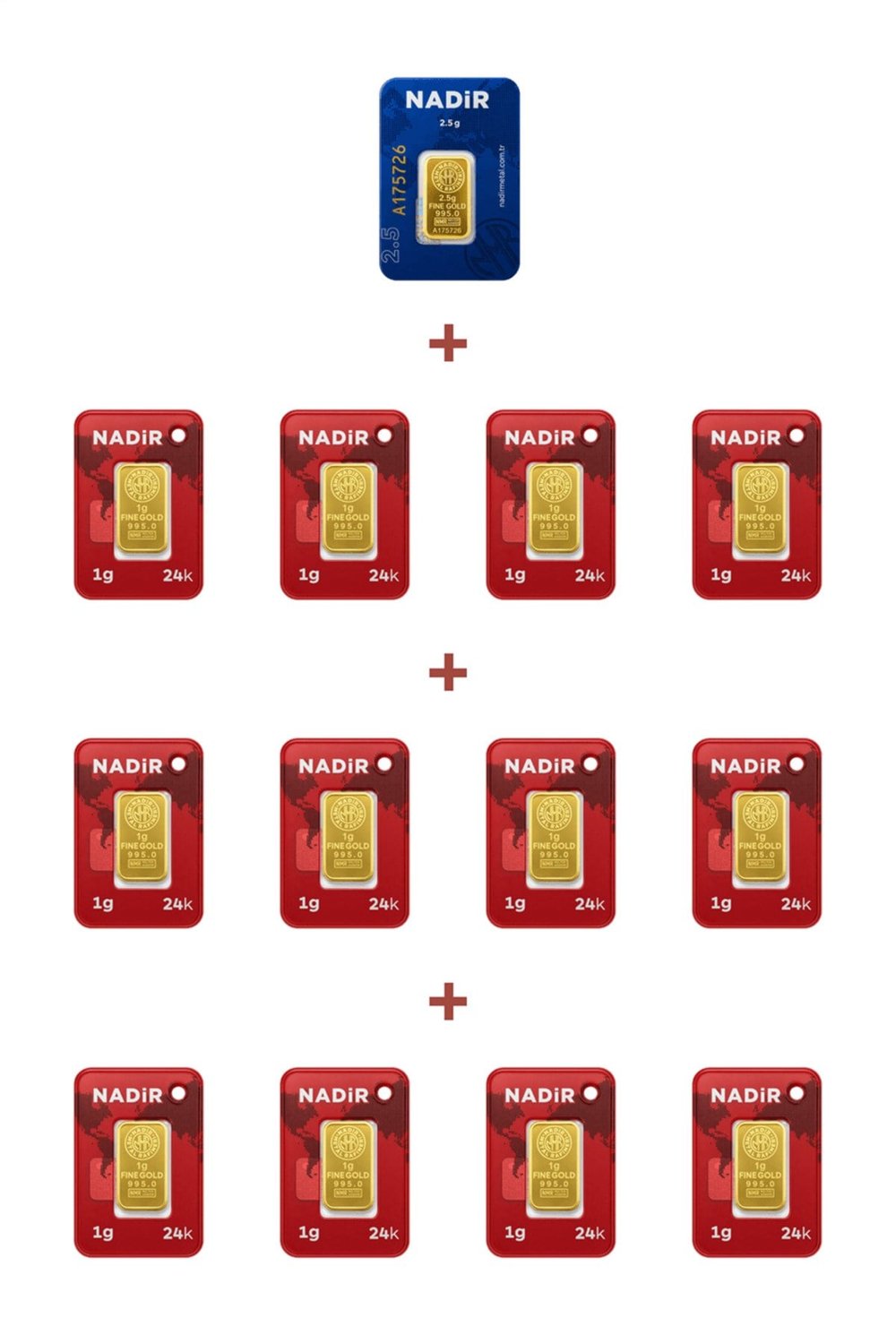 24 Ayar 14,5 Gram Külçe Altın (1 Adet 2,5 Gram Külçe Altın + 12 Adet 1 Gram Külçe Altın )