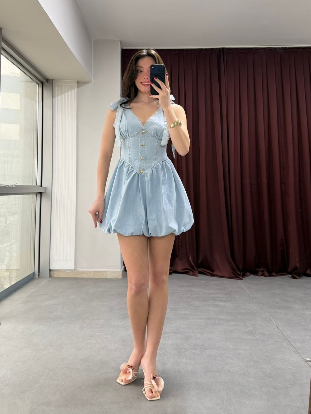 Denim Askılı Mini Elbise NVM-30084