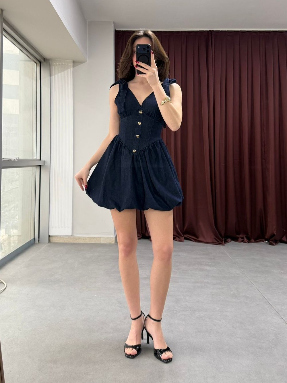 Denim Askılı Mini Elbise NVM-30084