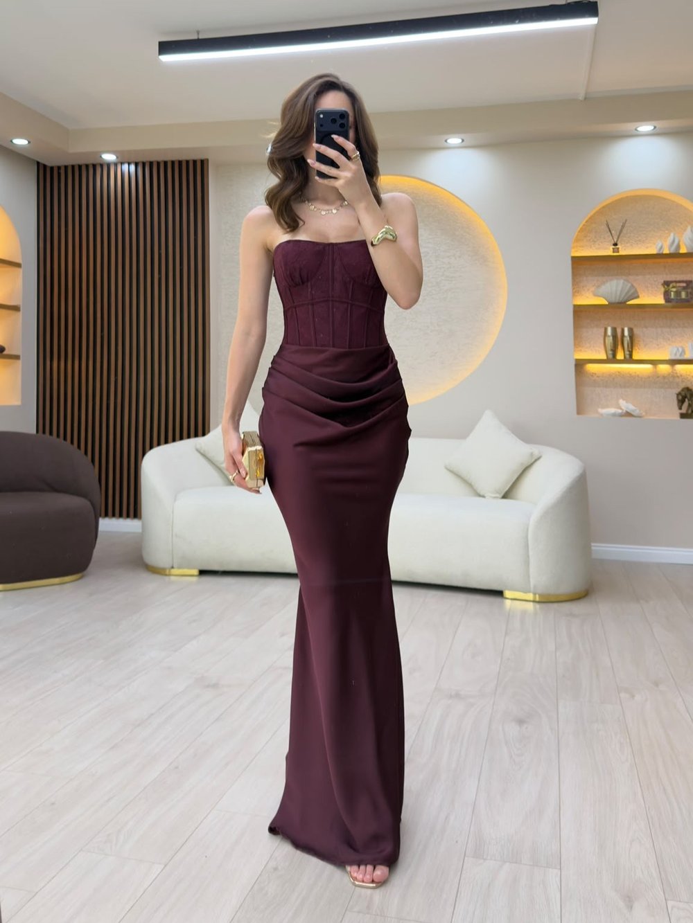 Drapeli Korse Maxi Elbise NVM-20574