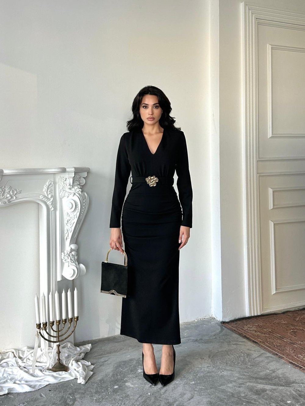 Elegance Midi Boy Elbise - 3027