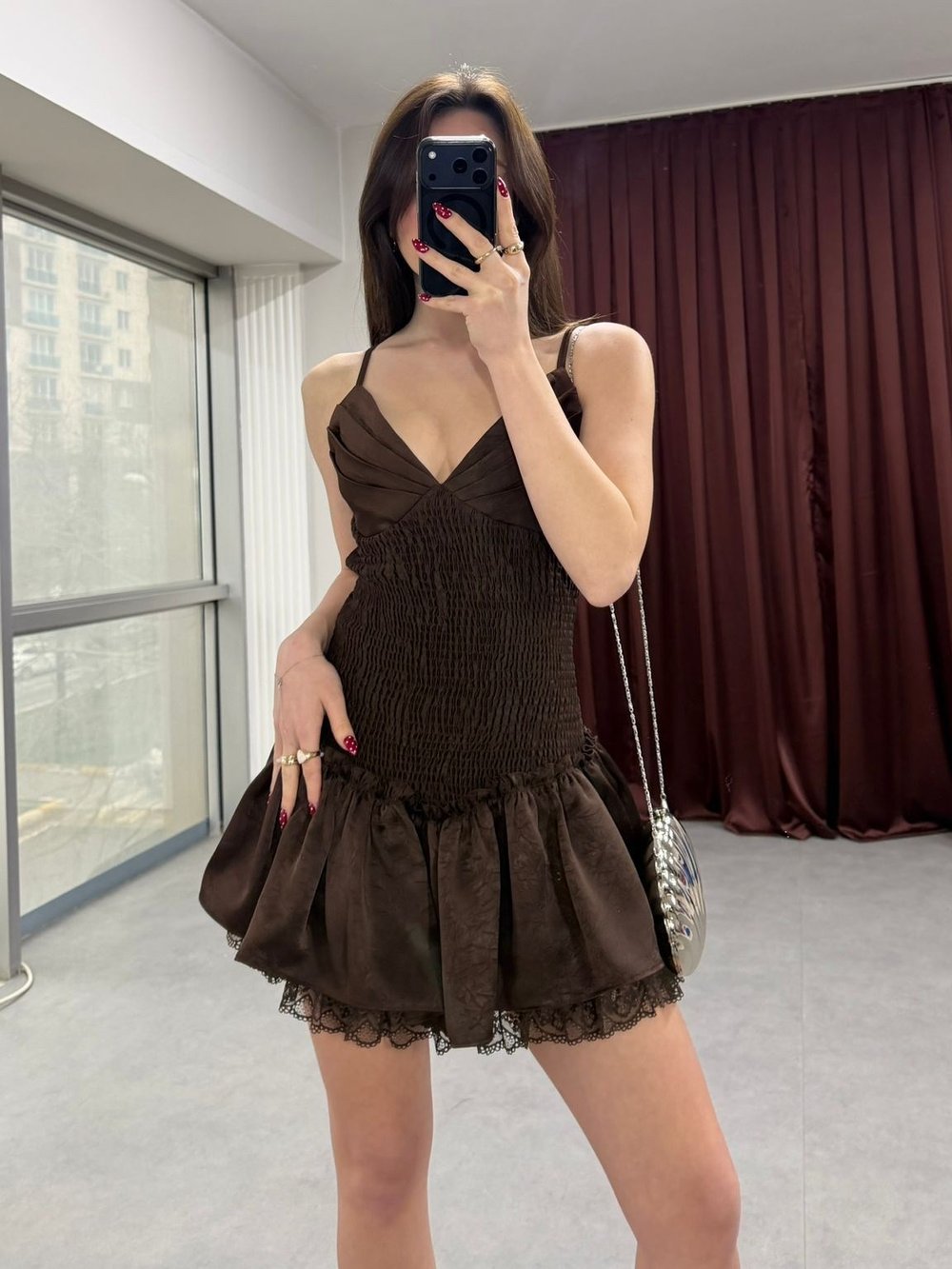 Fit Kesim Gibeli Volanlı Mini Elbise NVM-20331