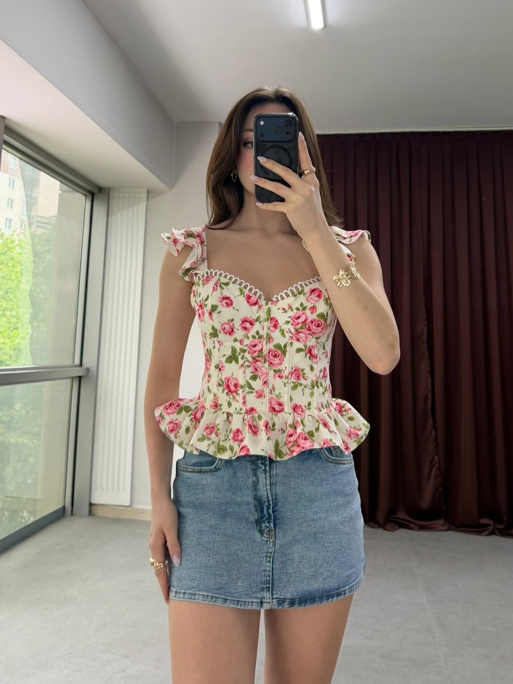 Pinterest Stil Çiçekli Crop NVM-20477