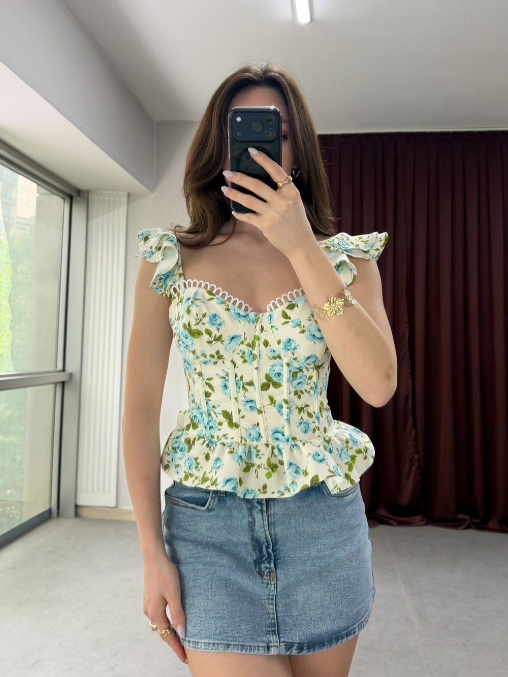 Pinterest Stil Çiçekli Crop NVM-20477