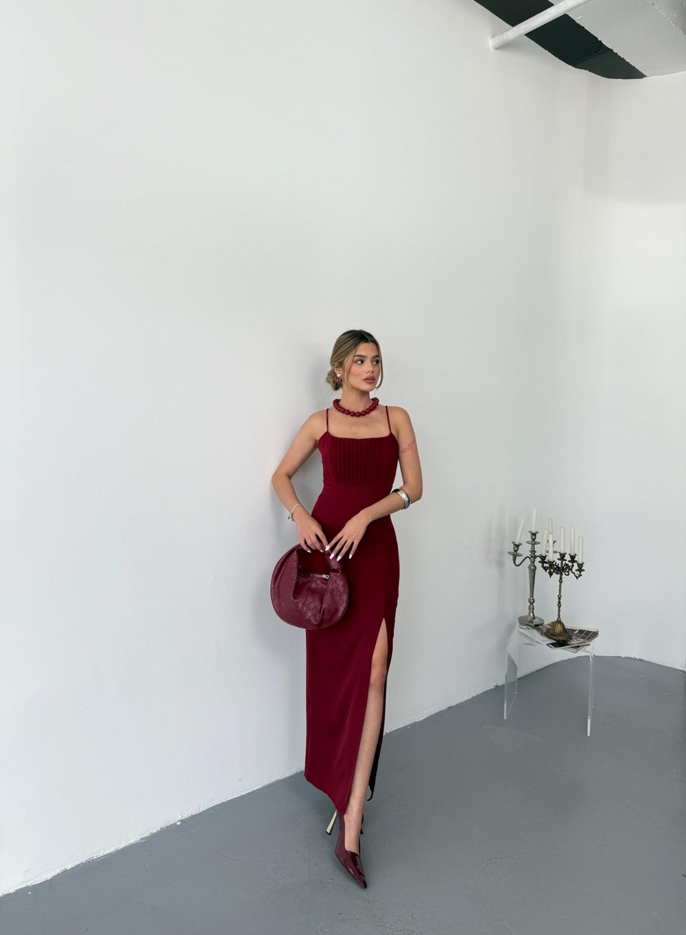 Yırtmaclı Uzun Abiye & Düğün & Nikah Elbisesi