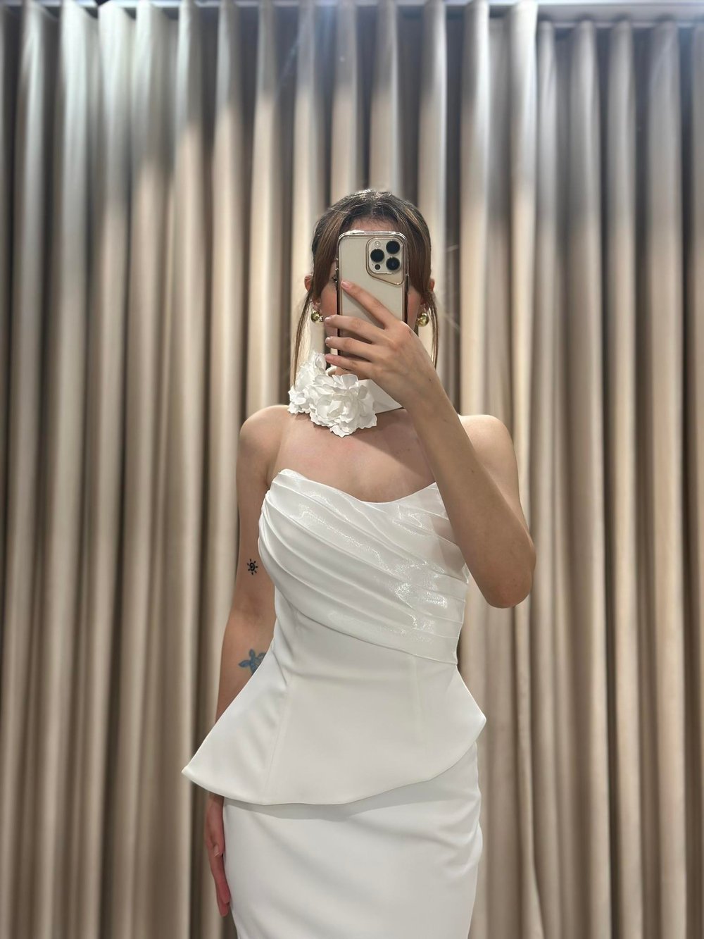 Beyaz Straplez Balık Model Abiye Elbise | Kaleiçi Yıldızlar