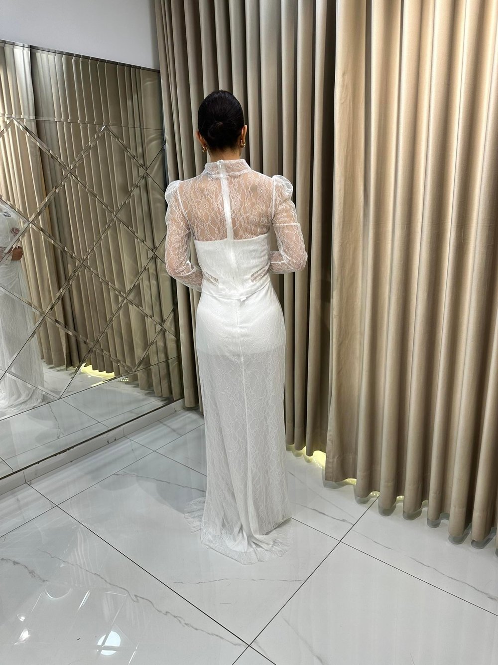 Beyaz Yeni Sezon Dantel Giydirme Elbise 5825 | Kaleiçi Yıldızlar
