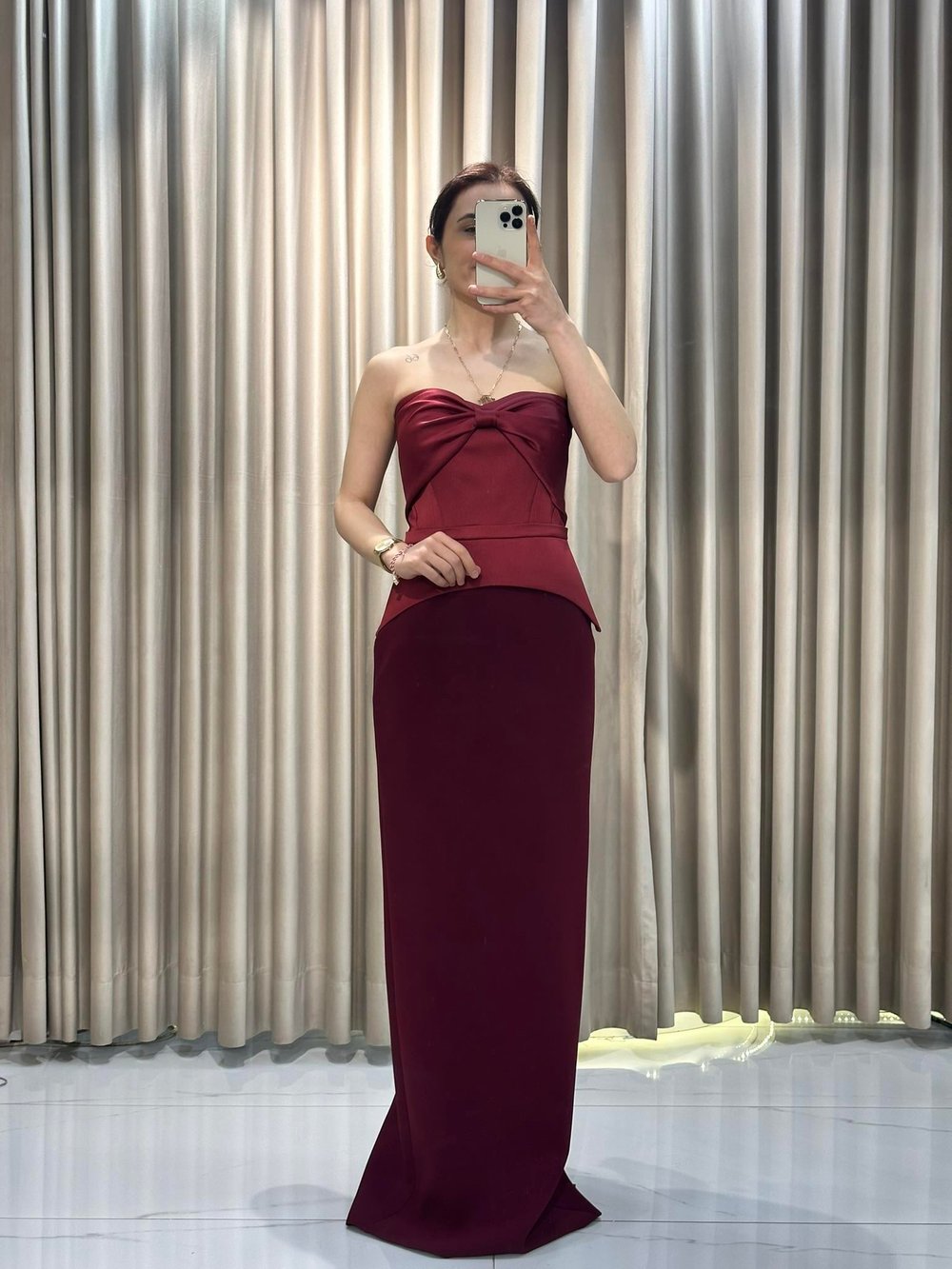 Bordo Yeni Sezon Straplez Abiye 5382 | Kaleiçi Yıldızlar