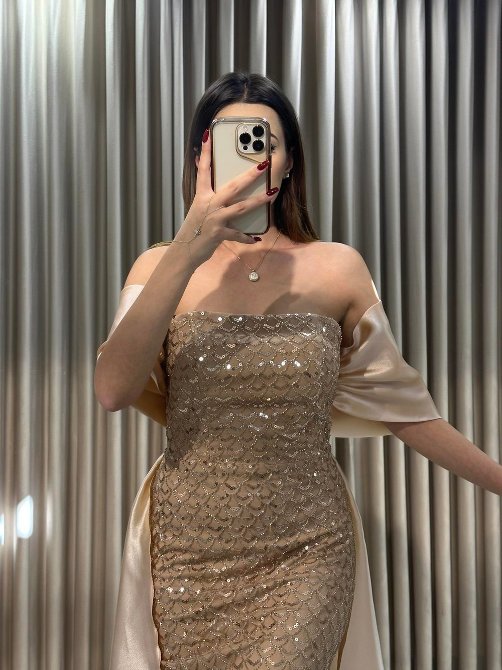 Gold Taş İşlemeli Abiye Elbise | Kaleiçi Yıldızlar