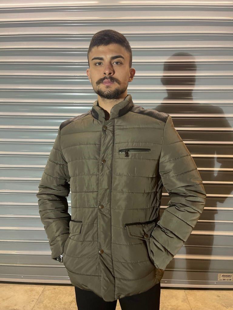 Yeşil Erkek Düz Çizgili Dik Yaka Kaban Mont Abiye Elbise | Kaleiçi Yıldızlar