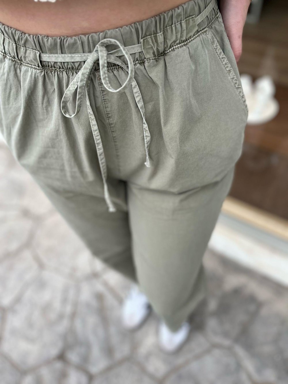 Haki Renk Keten Pantolon