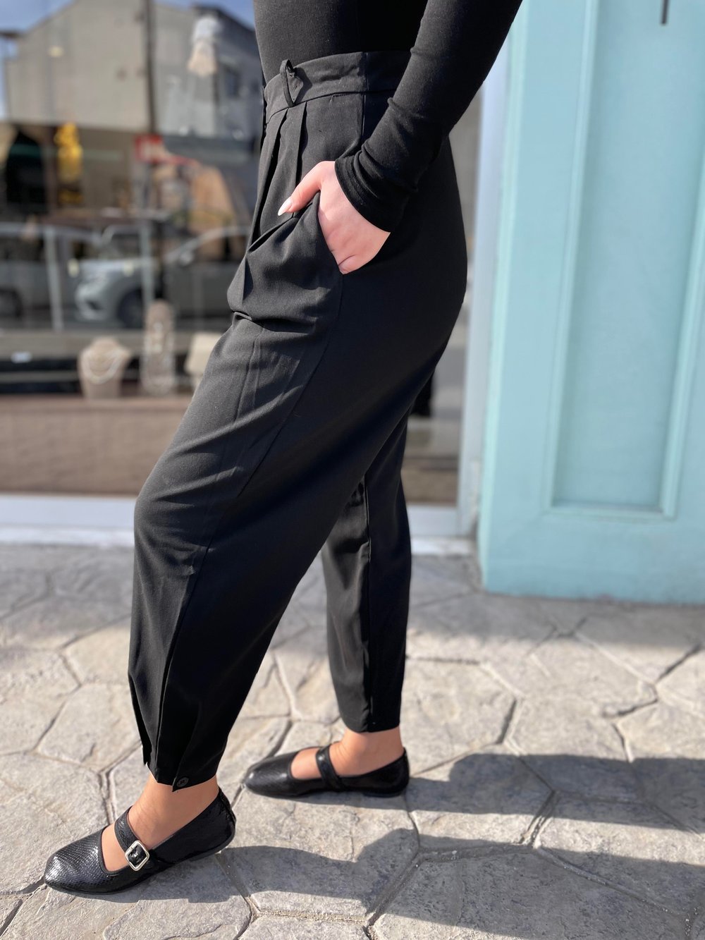 Siyah Şalvar Model Cep Detaylı Pantolon