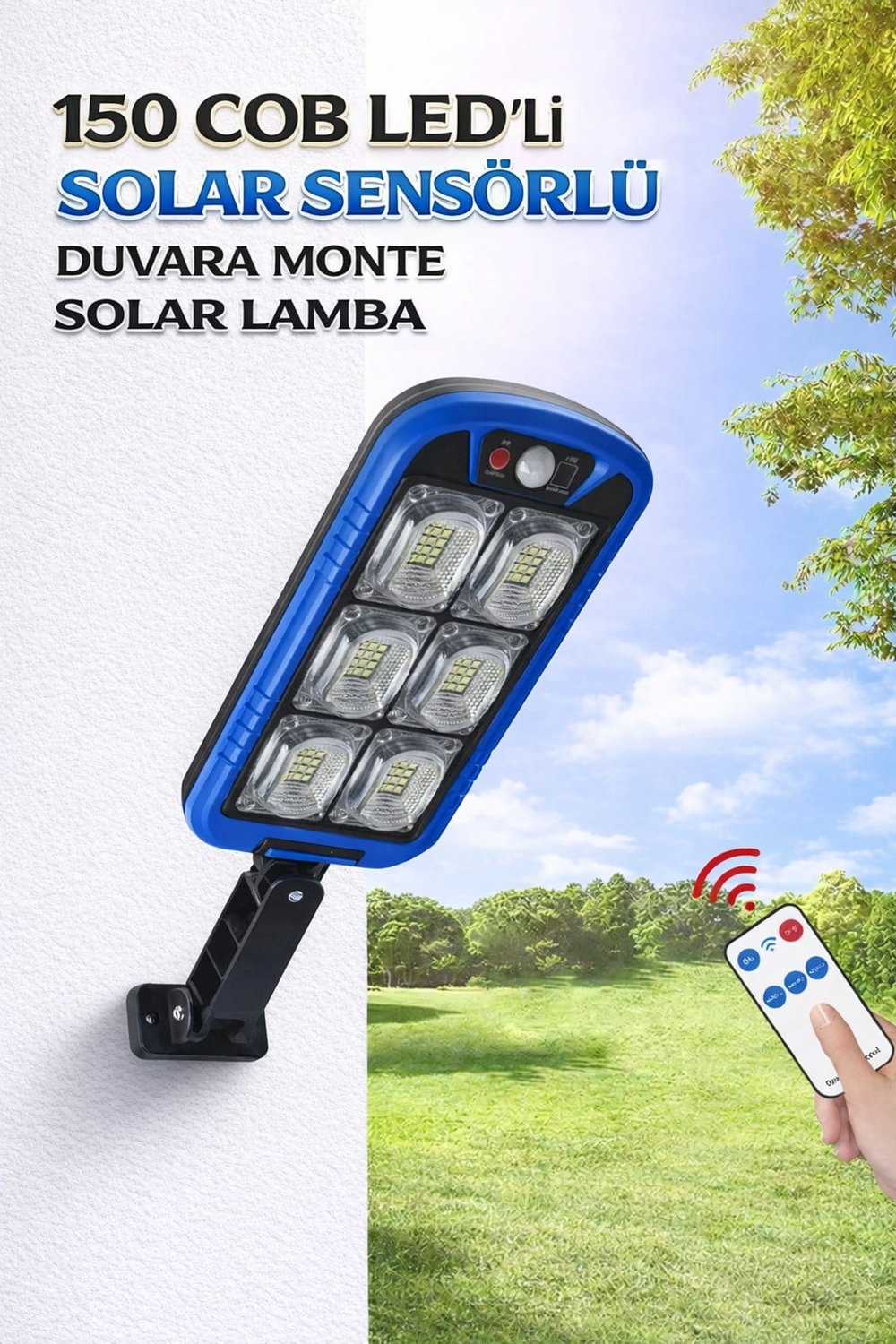50 COB Led Solar Lamba Hareket Sensörlü Duvar Aydınlatma 3 Modlu IP65 Solar Lamba