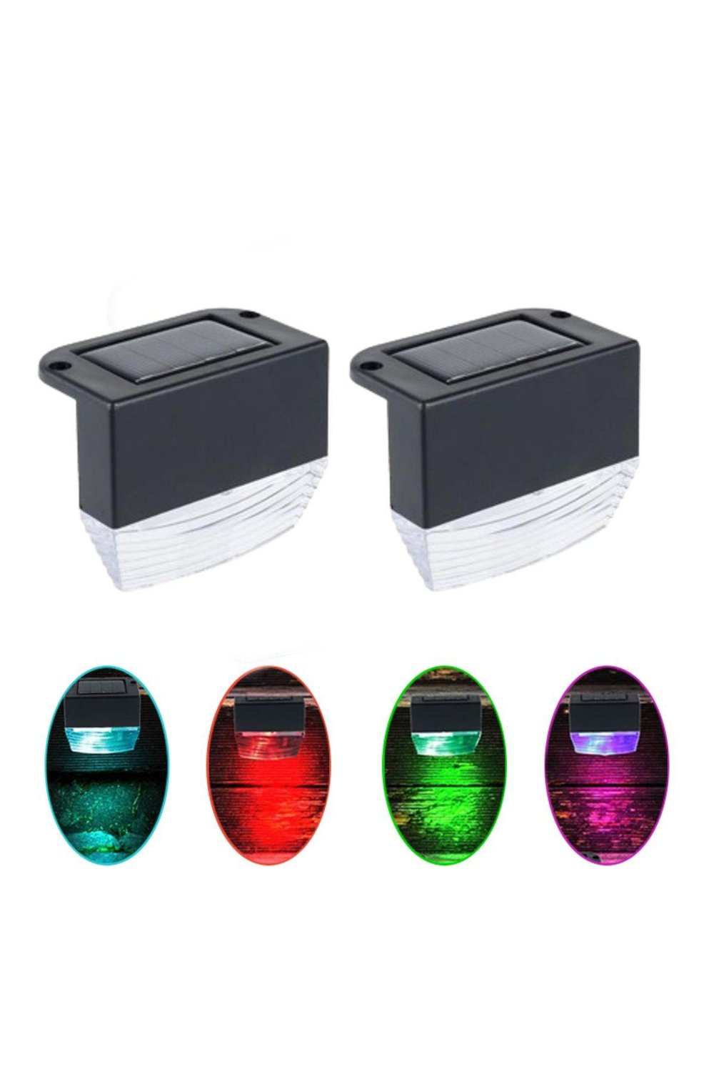 Solar Bahçe Lambası RGB + Sarı Işık – Güneş Enerjili Otomatik Aydınlatma 2’li Set
