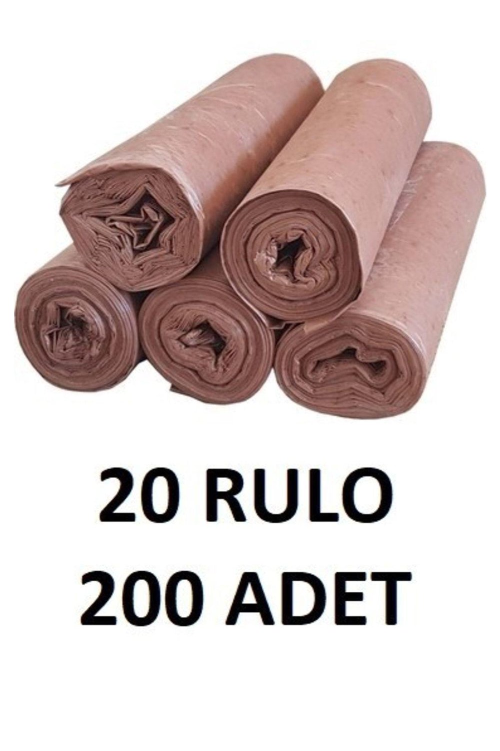 80x110 Jumbo Rulo Çöp Torbası 300gr 20 Rulo-200 Adet (AÇIK KAHVE)-EFTAPLAST