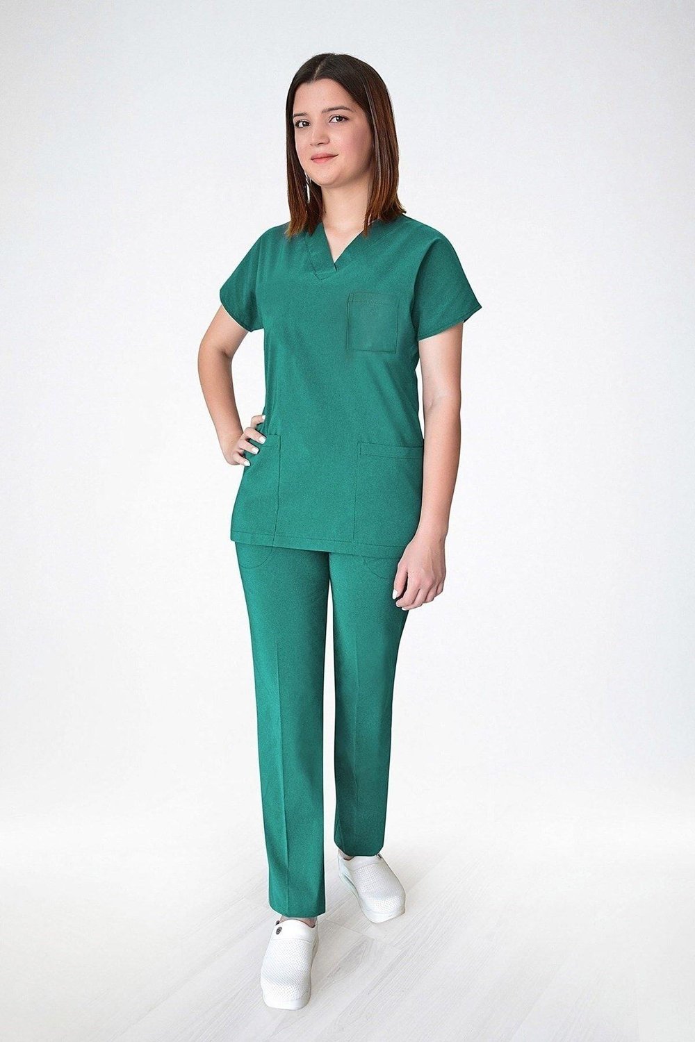 Ameliyat Yeşili Soft Likra Hemşire Hastane Doktor Cerrahi Takım Üniforma-Nur Medikal Giyim
