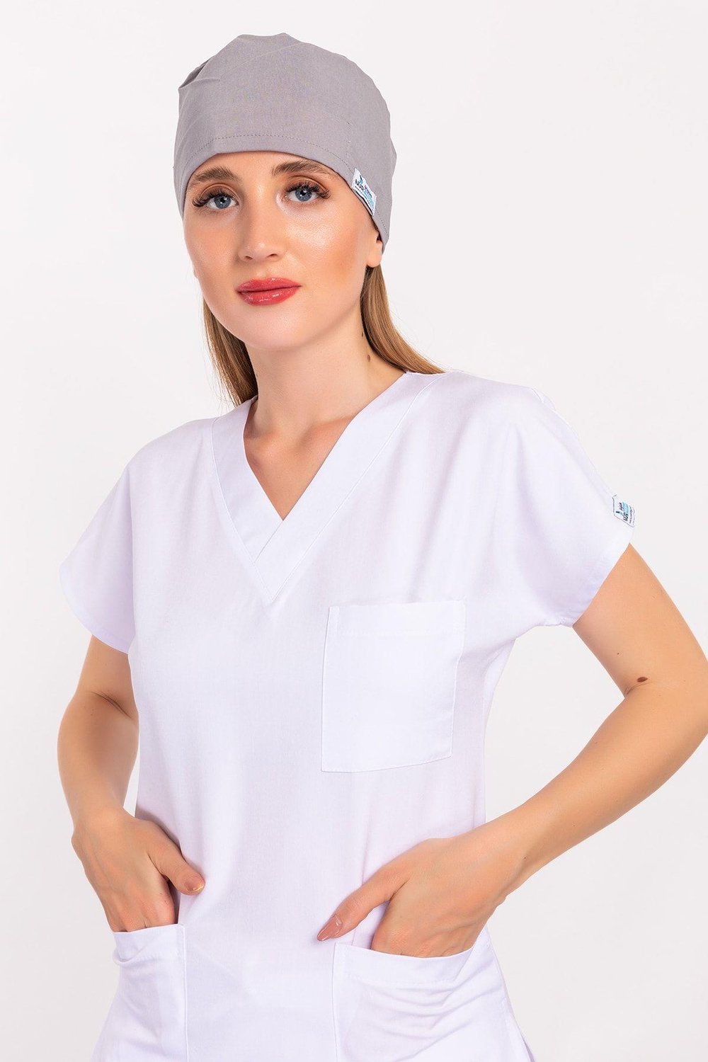 Düz Gri Doktor Hemşire Hastane Medikal Cerrahi Bone-Nur Medikal Giyim