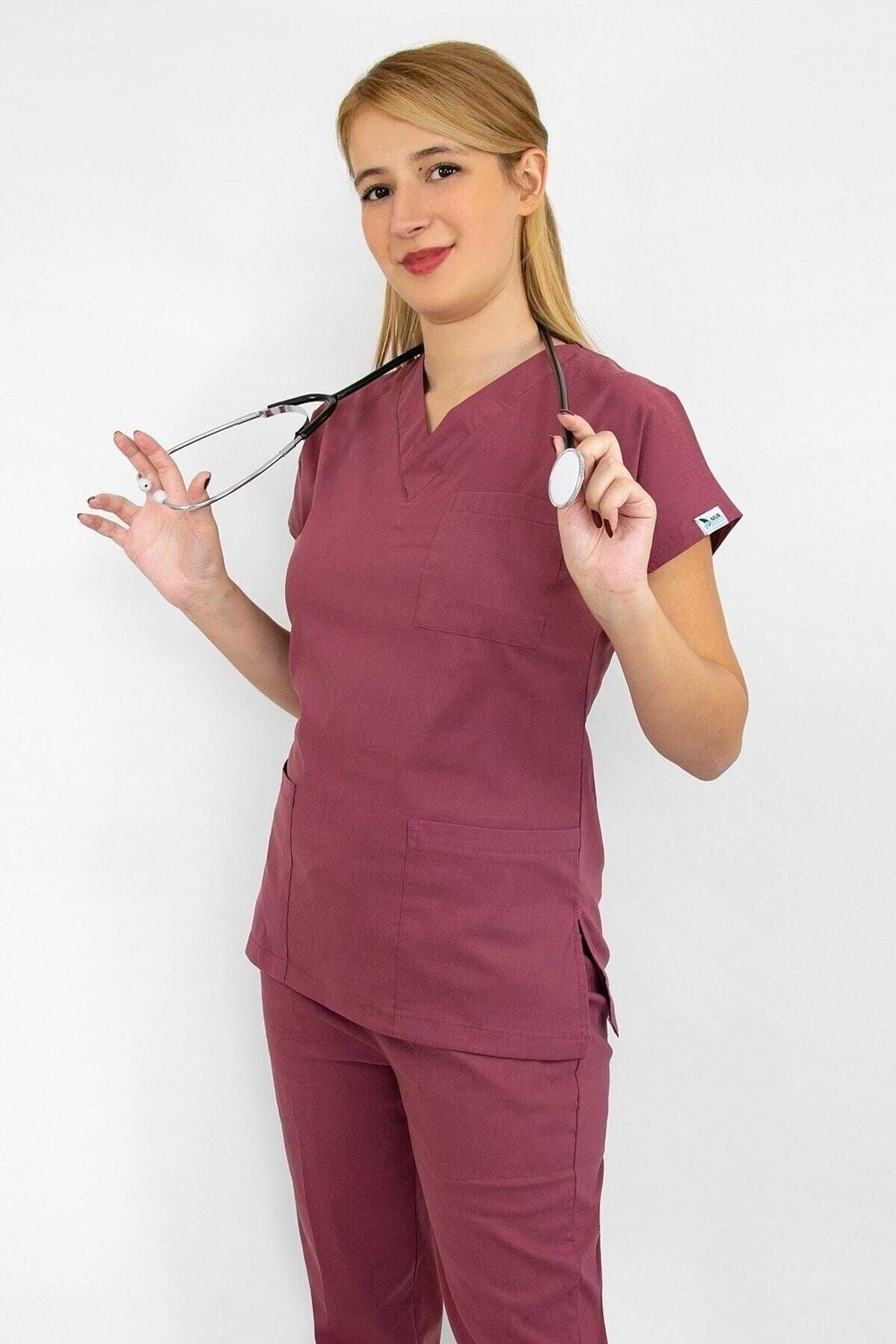 Gül Kurusu Likralı Üst Forma-Nur Medikal Giyim