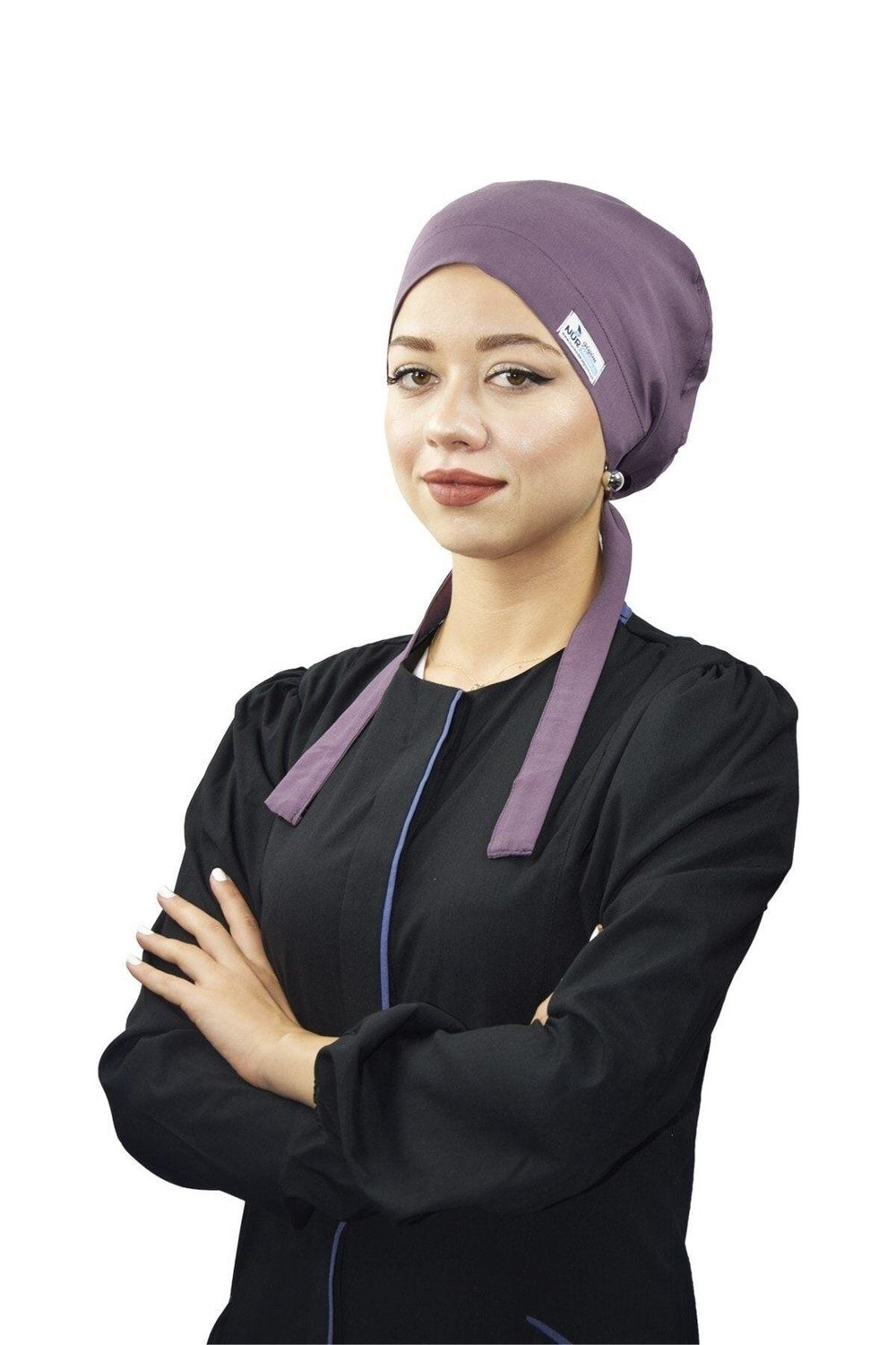 Kadın Likralı Tesettür Düz Leylak Doktor Hemşire Aşçı Tesettür Cerrahi Bonesi-Nur Ortopedi
