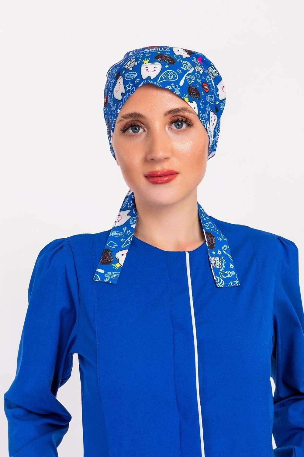 Kadın Tesettür Cerrahi Bone - Lacivert Diş-Nur Medikal Giyim