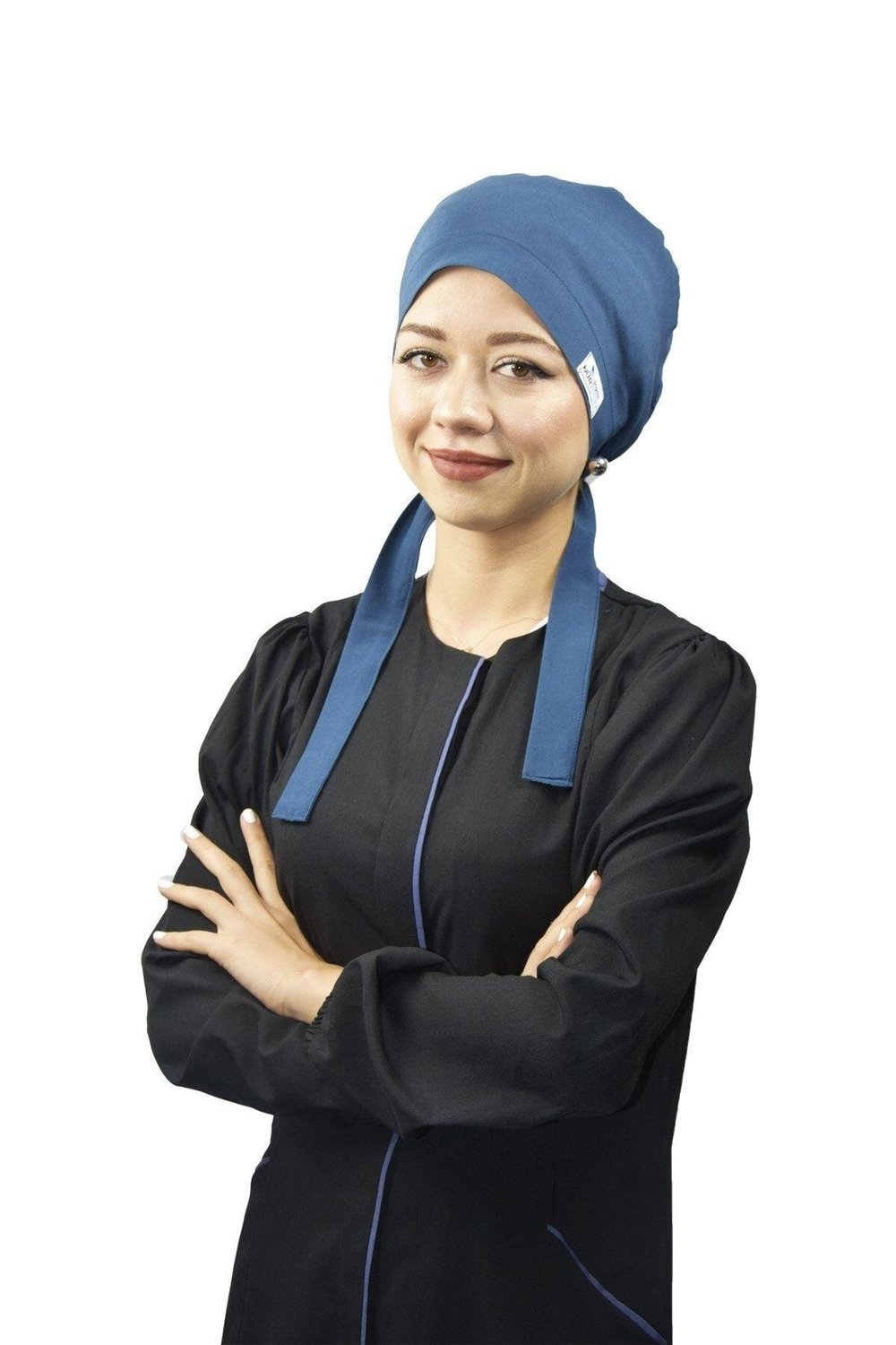 Kadın Tesettür Düz Petrol Mavisi Doktor Hemşire Hastane Aşçı Bonesi-Nur Ortopedi