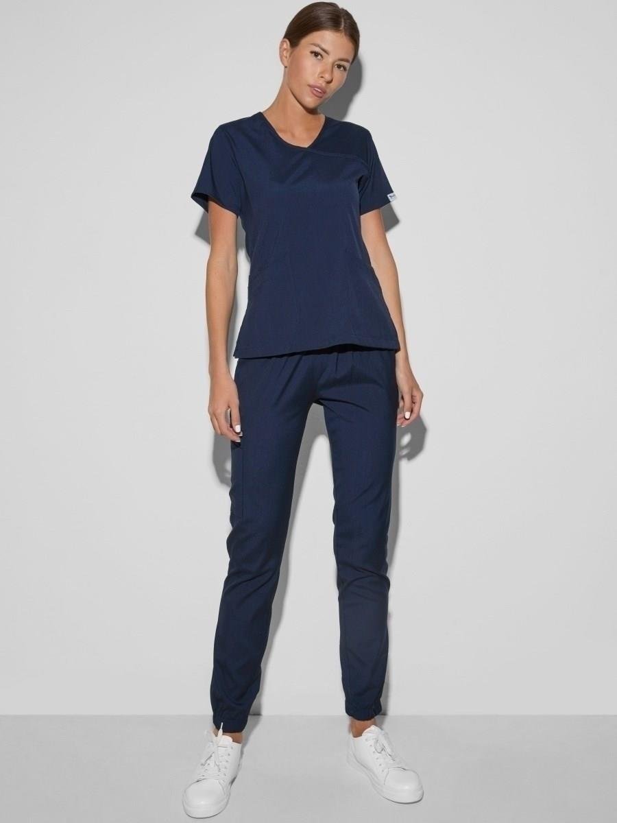 Lacivert Likralı Jogger Hemşire Doktor Nöbet Cerrahi Üniforma Takım-Nur Medikal Giyim