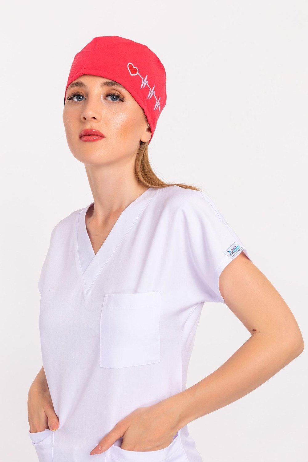 Nar Çiçeği Kalp Ritimli Cerrahi Hemşire Doktor Hastane Bonesi-Nur Ortopedi