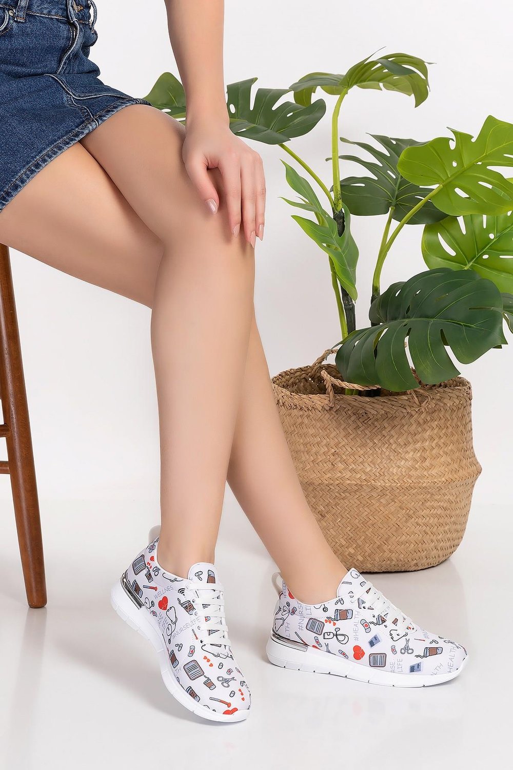 Nurse Life Açık Gri Ortopedik Spor Ayakkabı-Nur Ortopedi