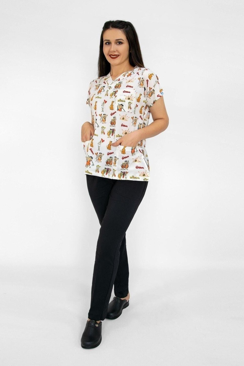 Taş Devri Desenli Likralı Alt Üst Takım-Nur Medikal Giyim