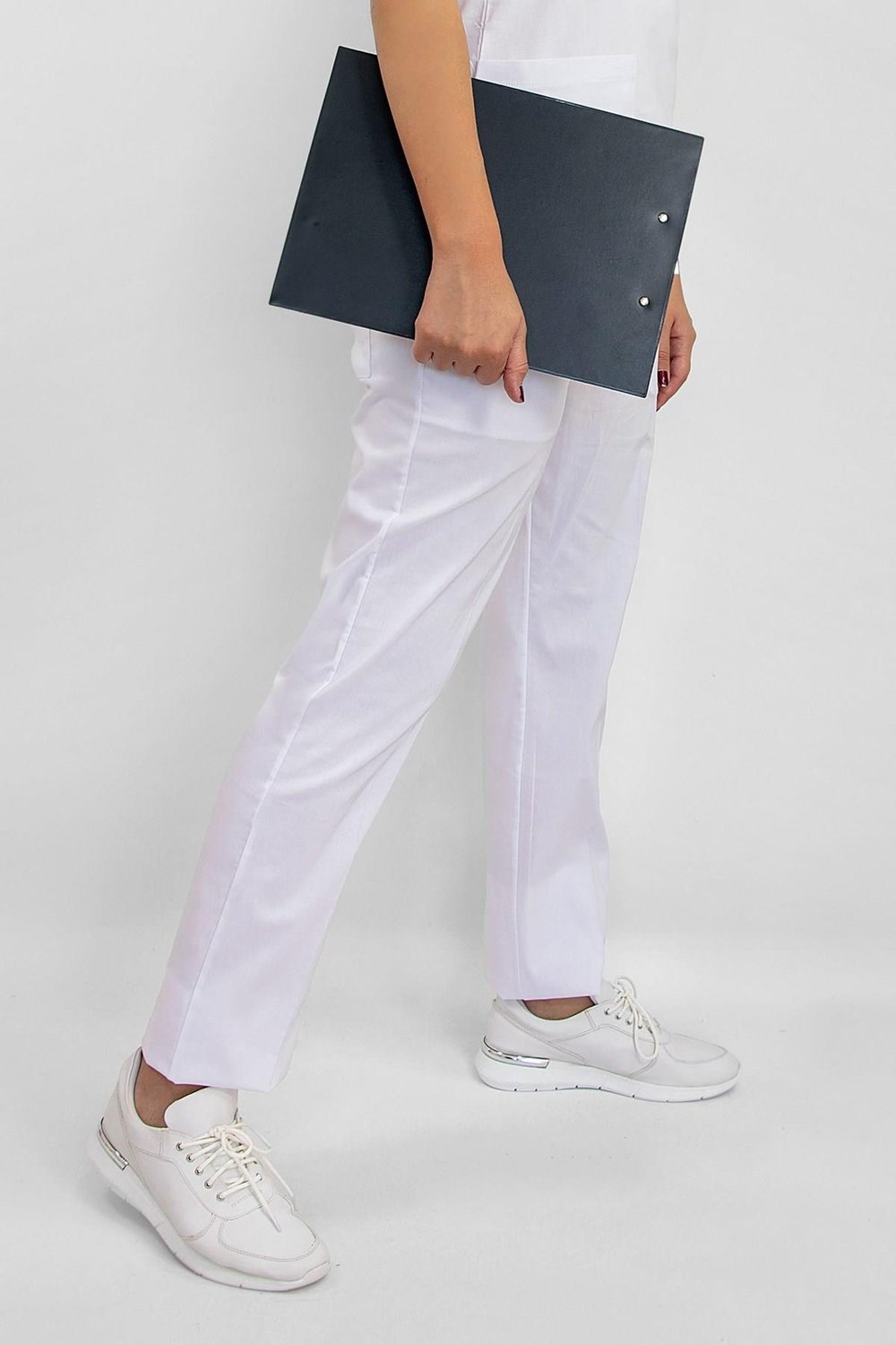 Unisex Beyaz Soft Likralı Tek Alt Hemşire Doktor Hastane Aşçı İş Pantolonu-Nur Medikal Giyim