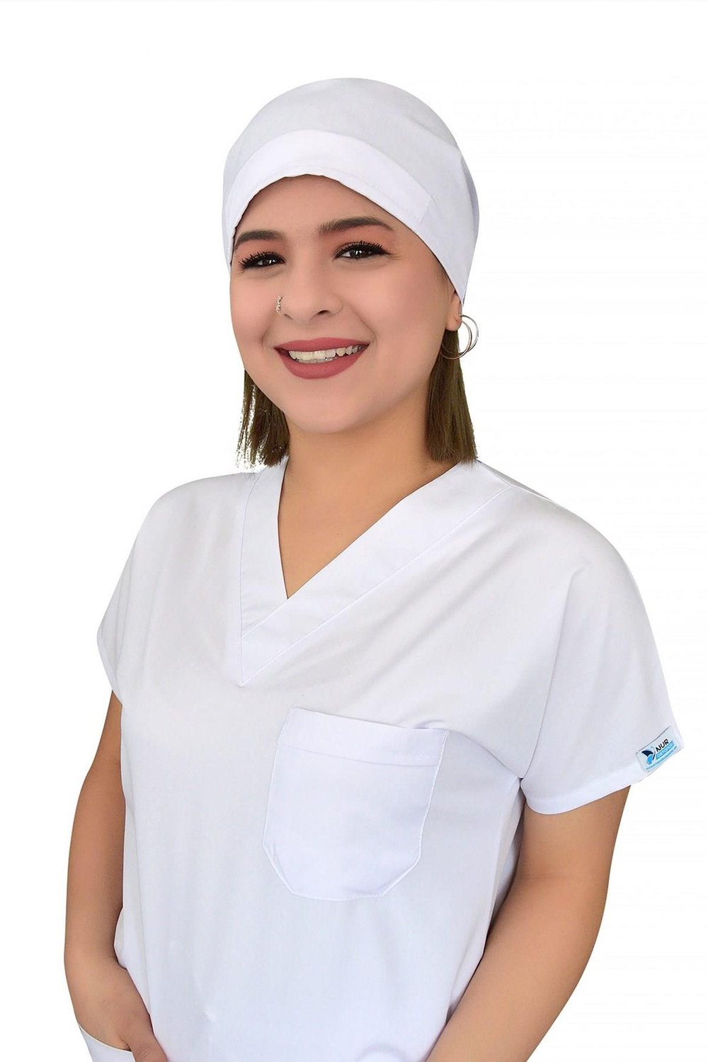 Unisex Düz Beyaz Renk Hemşire Cerrahi Bone Doktor Ameliyat Saç Bonesi-Nur Medikal Giyim