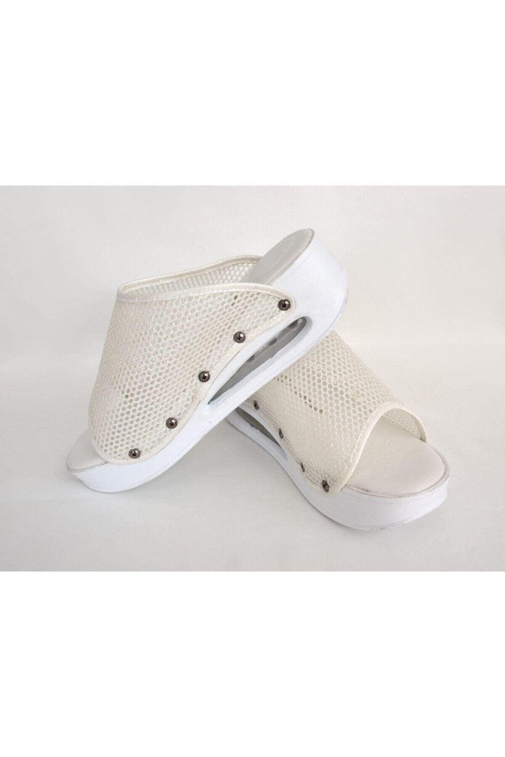 Unisex  Ekru Renk Fileli Açık Model Airmax Terlik-Nur Ortopedi