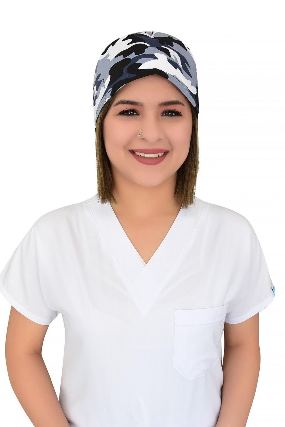 Unisex Kamuflaj Desenli Cerrahi Bone Hemşire Doktor Saç Bonesi-Nur Medikal Giyim