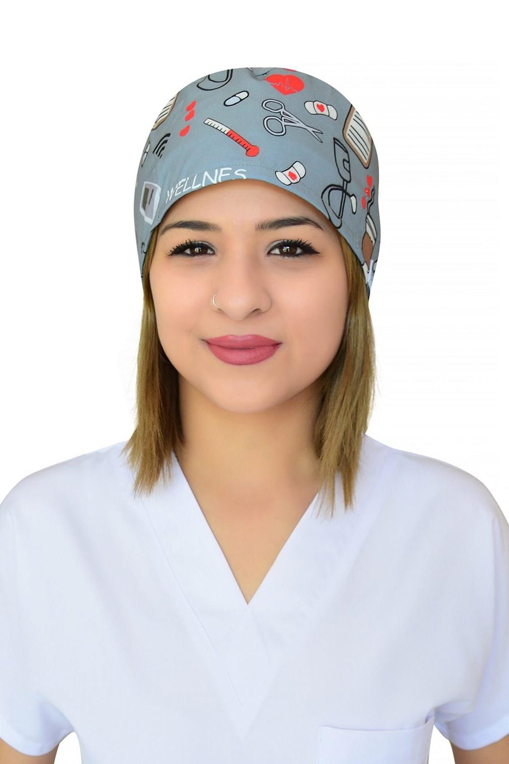 Unisex Nurse Life Desenli Cerrahi Bone Doktor Hemşire Saç Bone-Nur Medikal Giyim