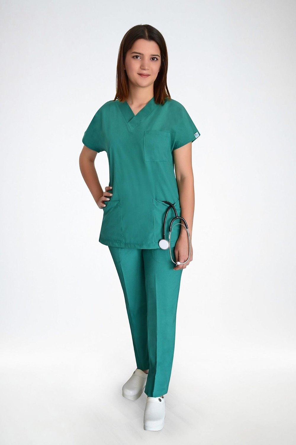 Unisex Terikoton Ameliyat Yeşili Hemşire Üniforma Takımı Scrubs-Nur Medikal Giyim