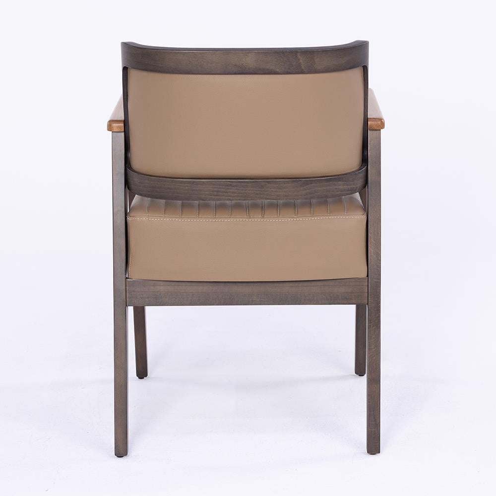  Brown Kollu Ahşap Sandalye Koyu Krem
