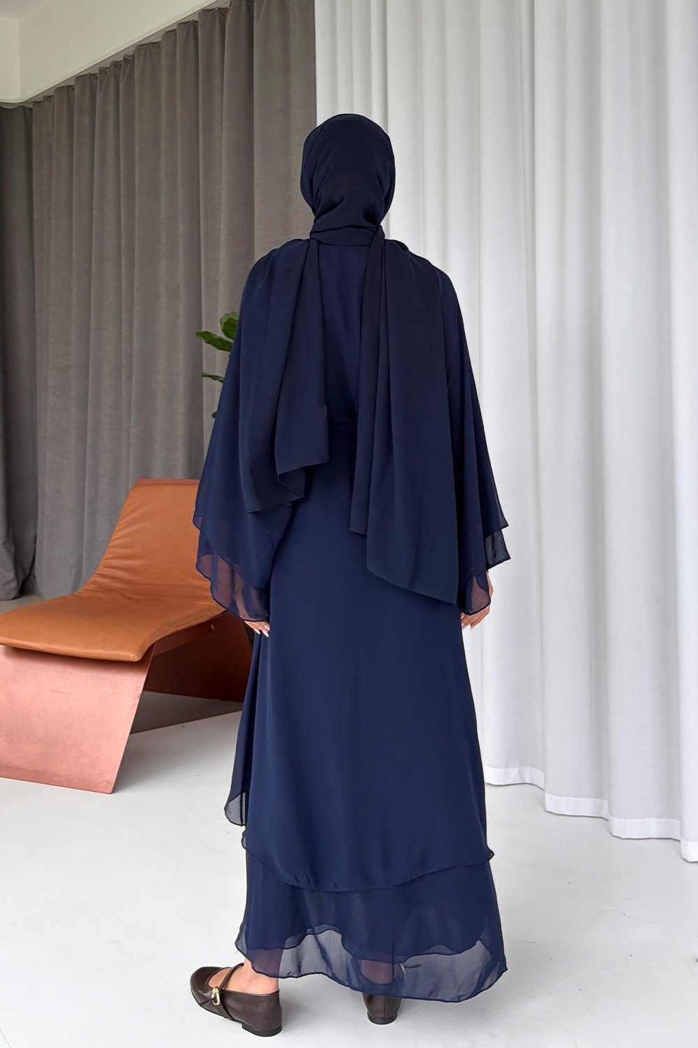 Şal İçlik Abaya 3lü Takım - Lacivert