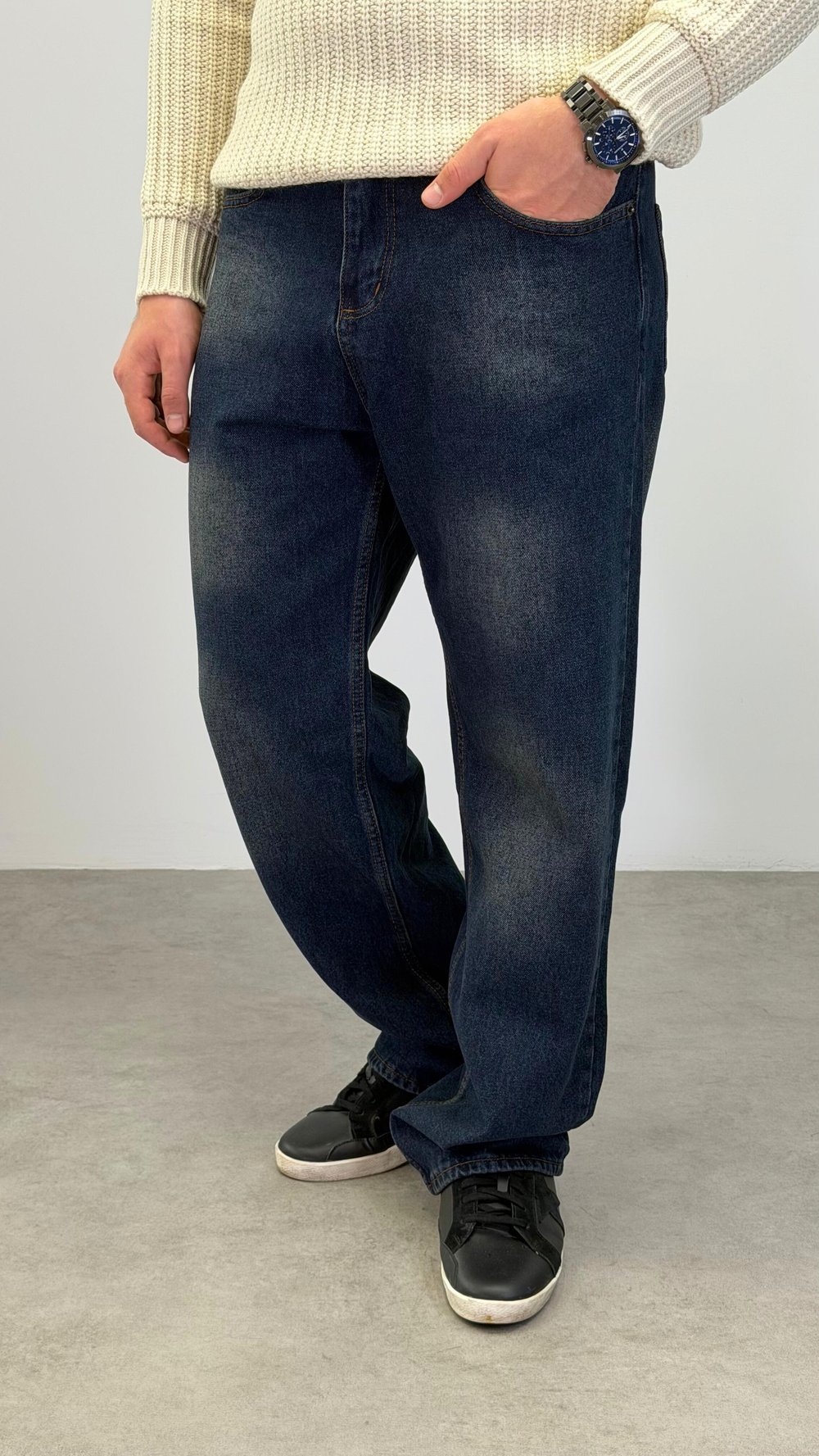 BAGGY KOYU YEŞİL YIKAMALI JEAN 